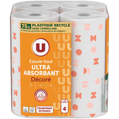 Essuie-tout décoré - x4 - Super U, Hyper U, U Express - www.coursesu.com