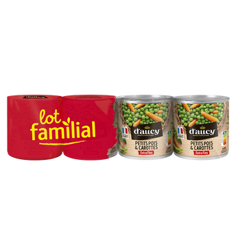Image de Petits pois extra-fins carottes D'AUCY boîtes 4x265g 1,06kg LOT