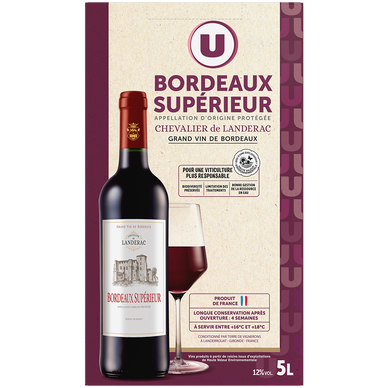 Vin rouge AOP Bordeaux Supérieur Chevalier de Landerac fontaine à