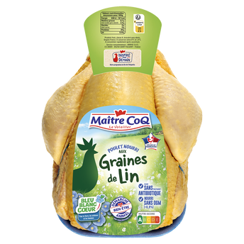 Image de Poulet bleu blanc coeur graine de lin barq.MAITRE COQ