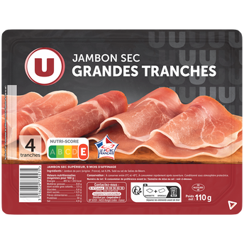 Image de U
Jambon sec grandes tranches 9 mois d'affinage U x4