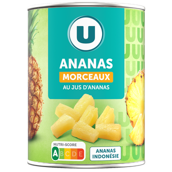 Image de U
Ananas Morceaux Pur Jus - boite 3/4