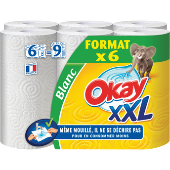 Image de Essuie-tout blanc extra long OKAY rouleaux