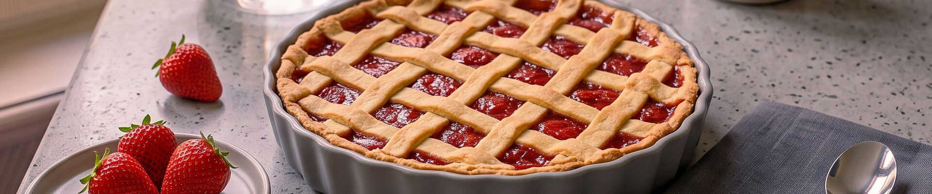 Tarte quadrill&eacute;e aux fraises