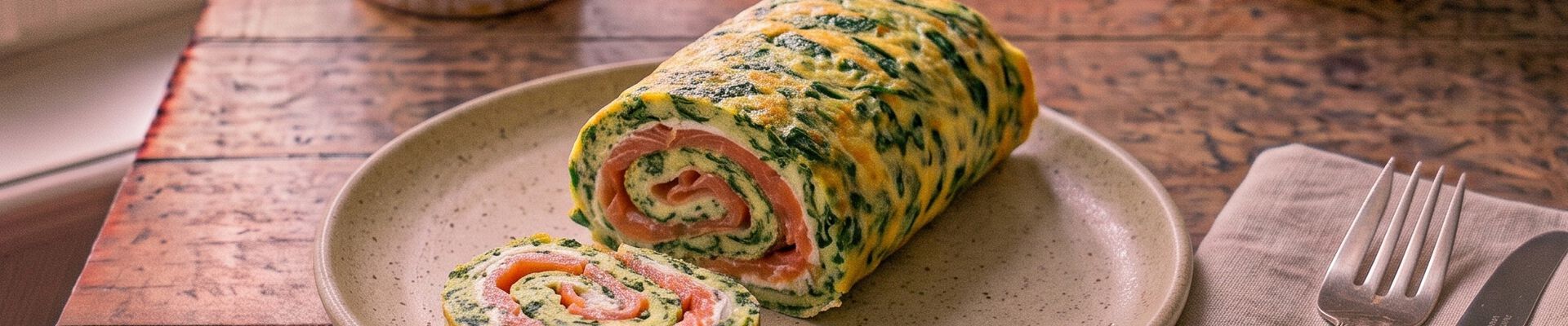Omelette aux &eacute;pinards et au saumon fum&eacute;