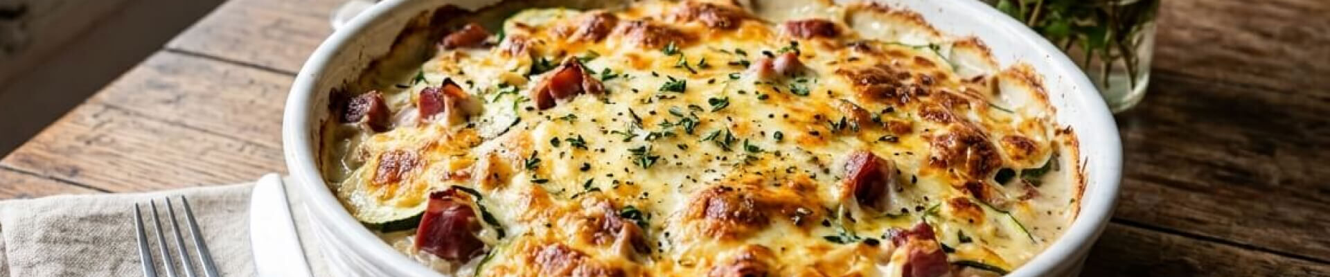Gratin de courgettes au jambon cru