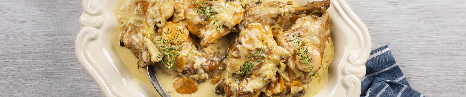 Cuisse de lapin &agrave; la cr&egrave;me et au cidre