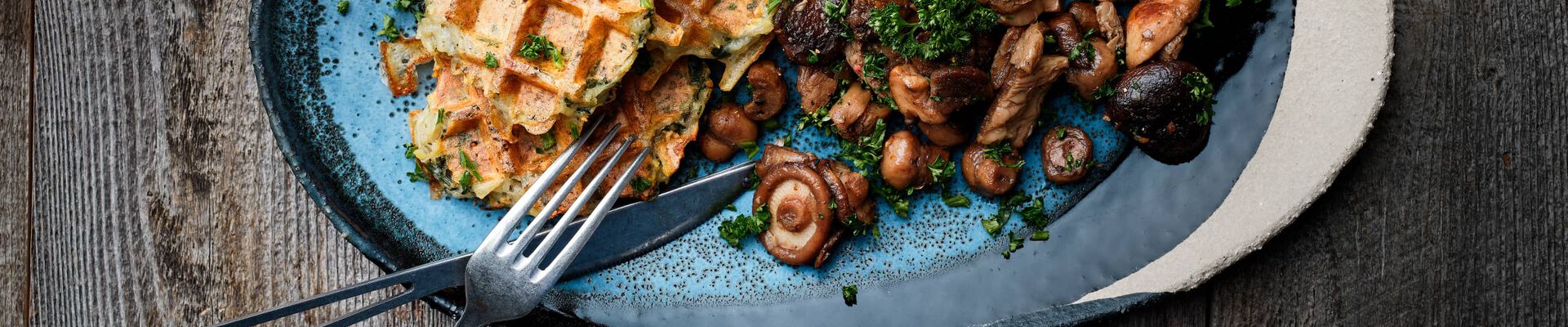 Gaufres de pommes de terre aux champignons