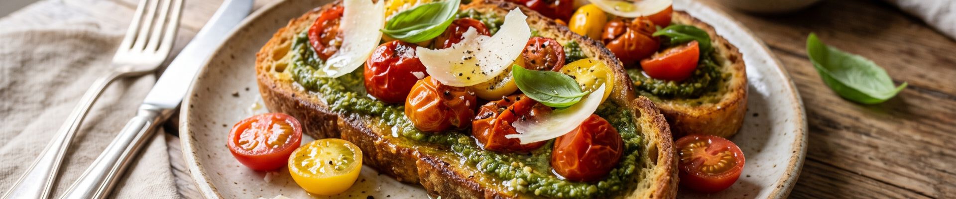 Pain perdu au pesto et &agrave; la tomate