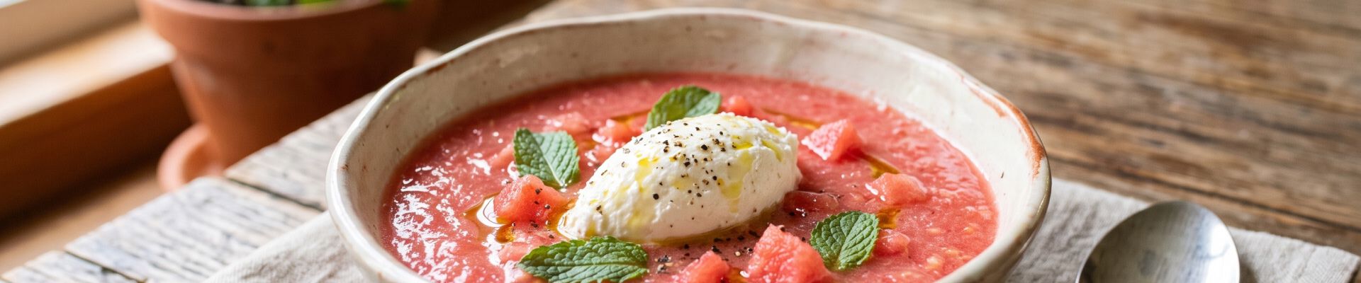 Gaspacho de past&egrave;que &agrave; la ricotta