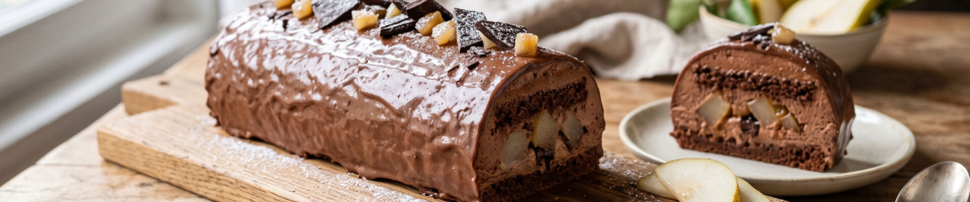 B&ucirc;che au chocolat et &agrave; la poire