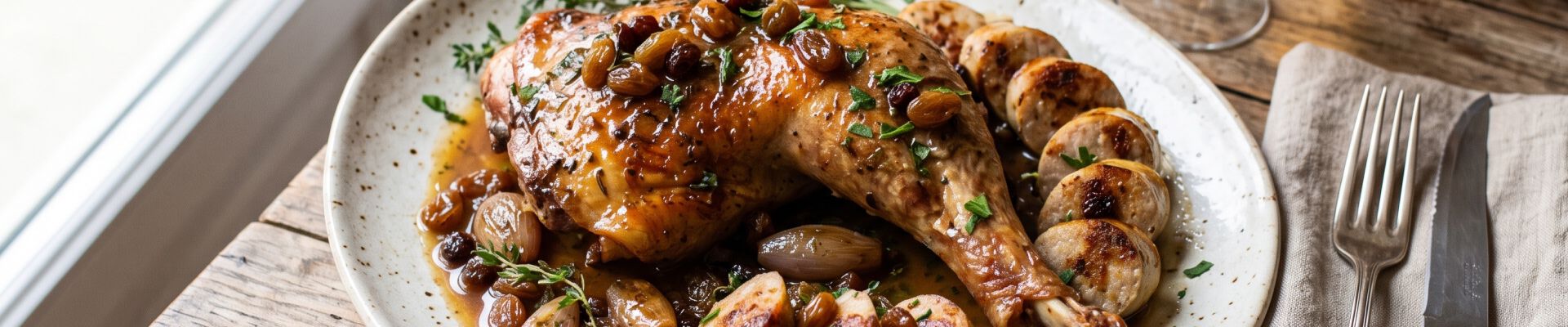 Cuisse de dinde au boudin blanc et aux raisins secs