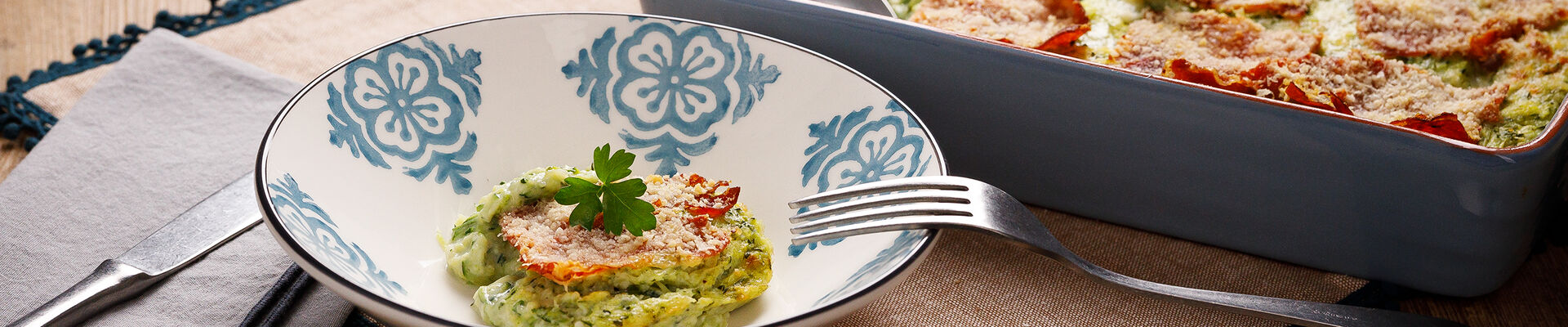 Gratin de courgettes au jambon cru