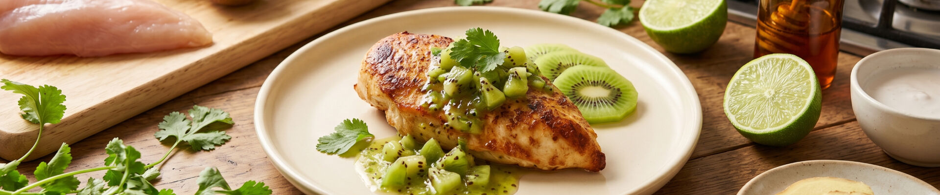 Poulet &agrave; la coriandre et aux kiwis