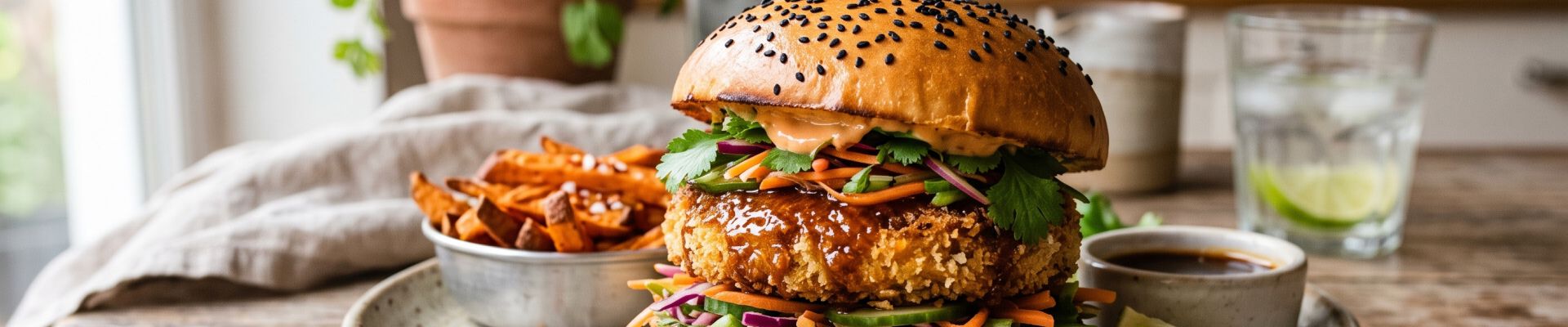 Burger v&eacute;g&eacute;tarien asiatique