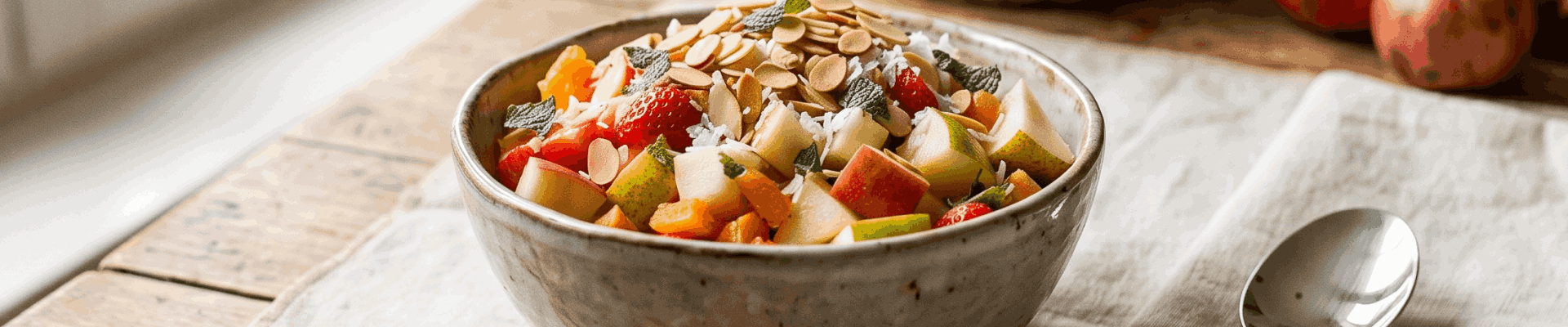 Salade de fruits aux amandes et noix de coco