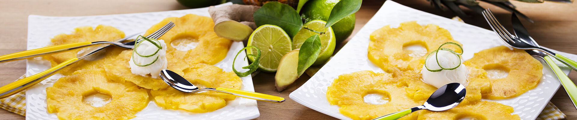 Carpaccio d&rsquo;ananas vanille gingembre