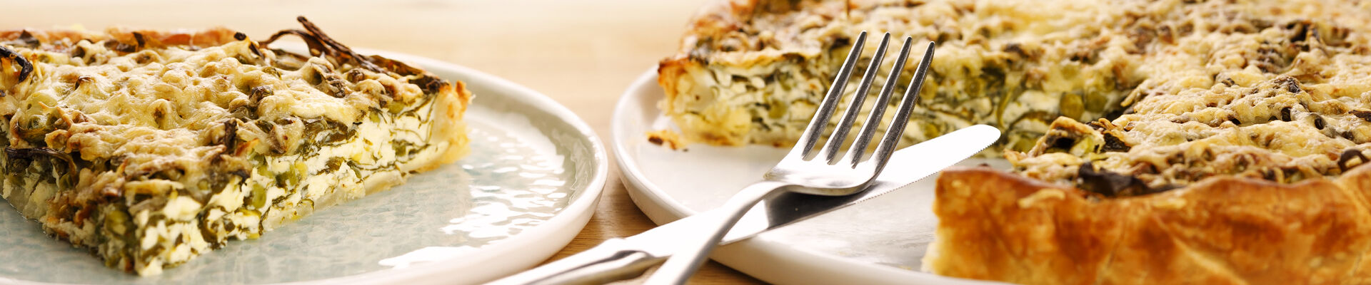 Quiche petits pois, &eacute;pinards, ch&egrave;vre