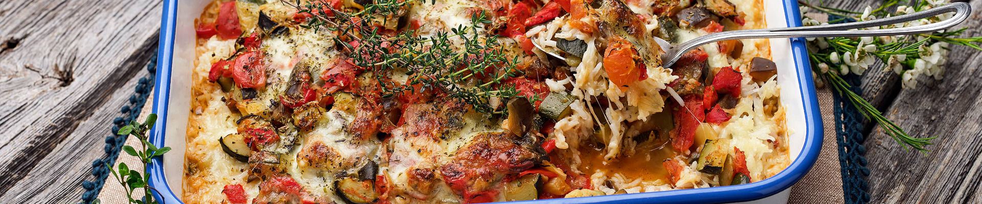Gratin de riz &agrave; la ratatouille