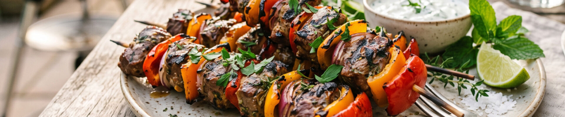 Brochettes d&rsquo;agneau aux poivrons