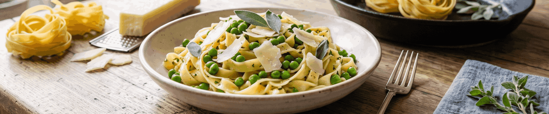 Tagliatelles aux petits pois
