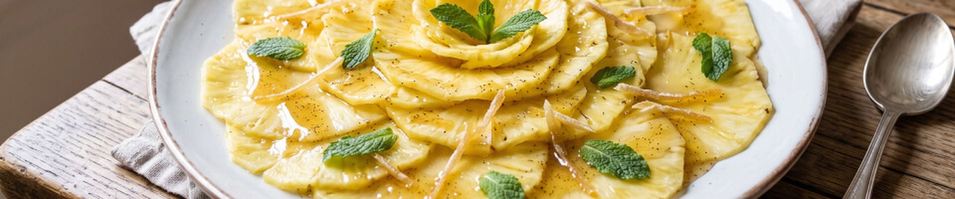 Carpaccio d&rsquo;ananas vanille gingembre