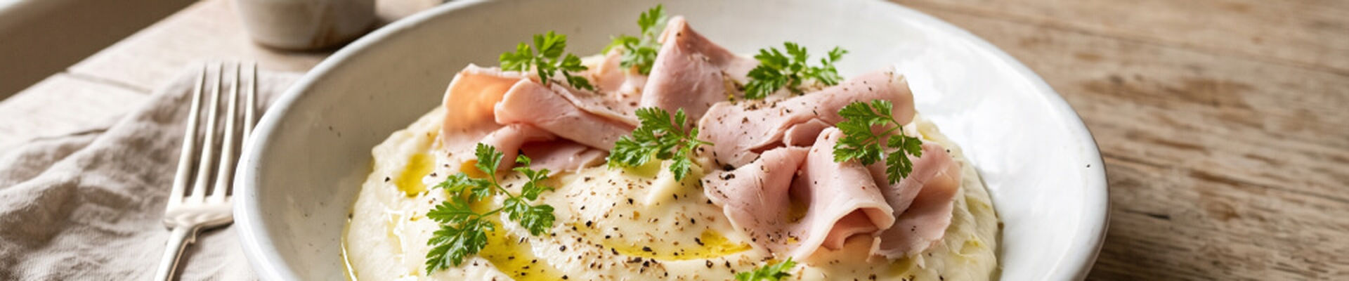 Mousseline chou-fleur et jambon blanc