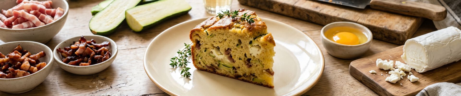 Cake courgettes, lardons et ch&egrave;vre