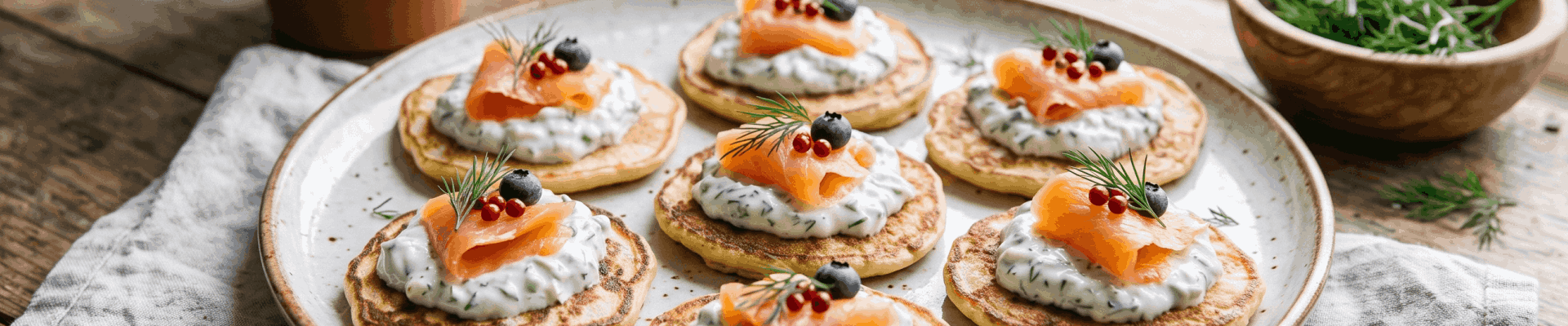Blinis maison au saumon et tzaziki