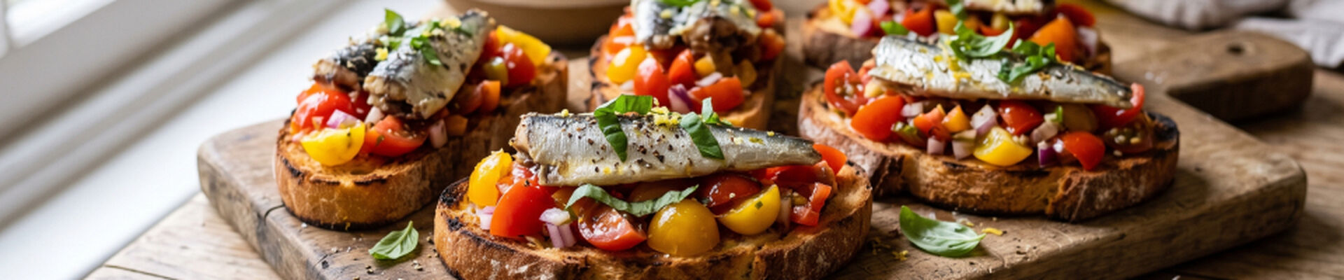 Bruschettas tomate sardine